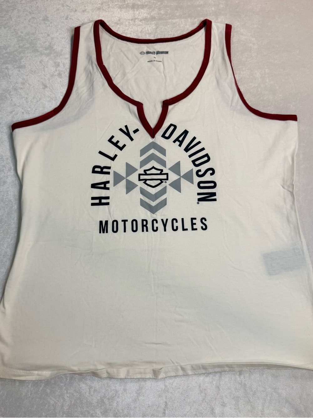Harley-Davidson Womens Call of the Wild Notch Neck Tank Top - Off White